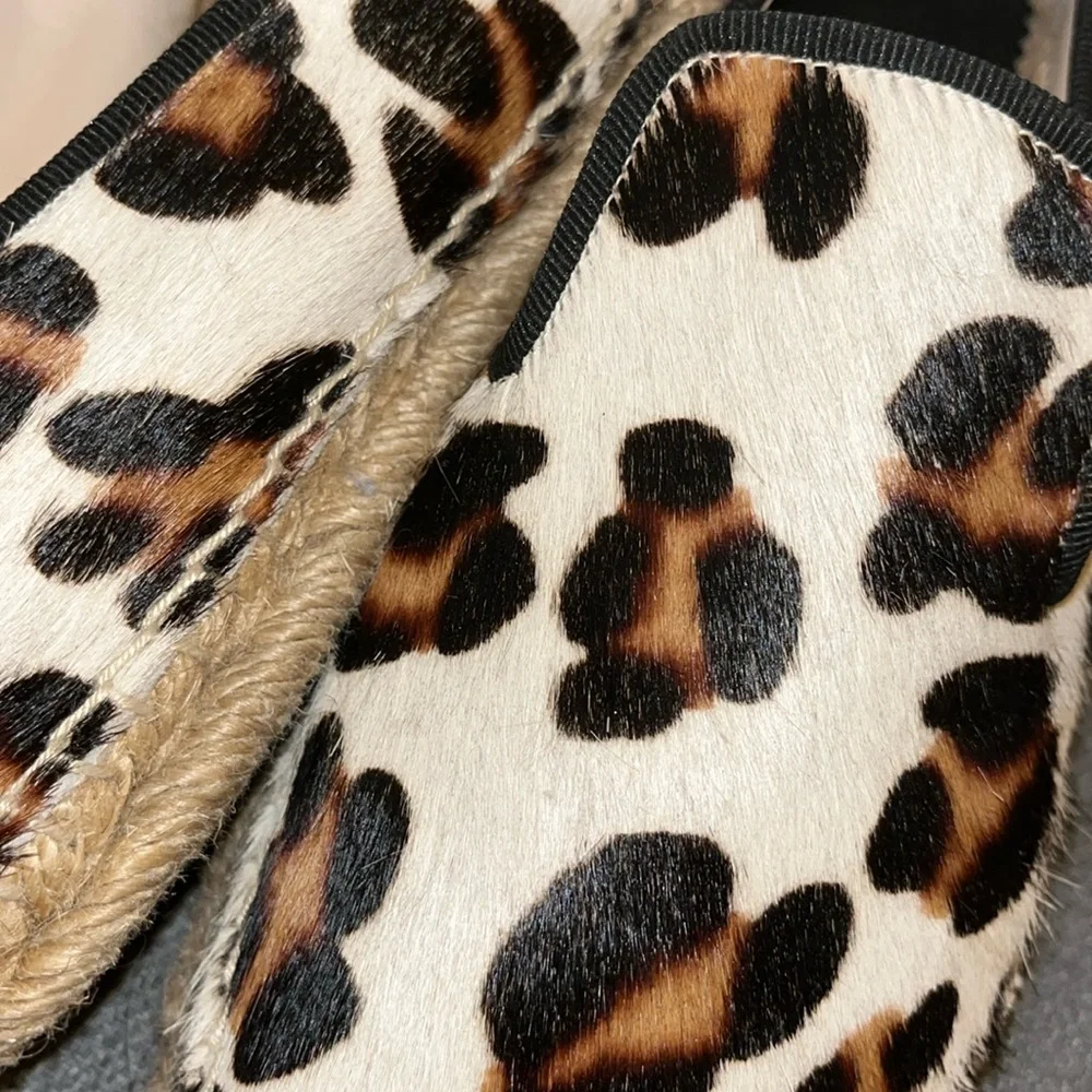 Sz 7 Elyse Walker Los Angeles White Leopard Calfhair Dee Espadrilles 37